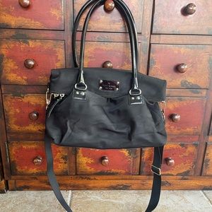 Kate Spade nylon flip top crossbody with patent leather/shiny bottom